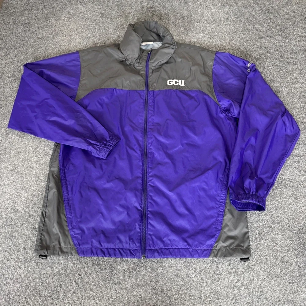 Columbia Mens GCU Grand Canyon University Windbreaker Jacket Purple Grey Large